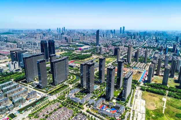 Photo gratuite une vue d'oiseau de shanghai