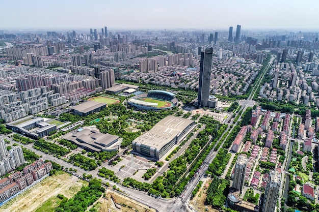 Photo gratuite une vue d'oiseau de shanghai