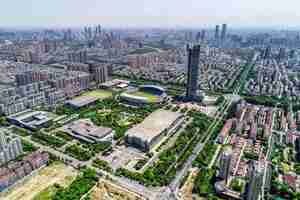 Photo gratuite une vue d'oiseau de shanghai