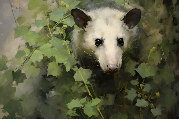 Photo gratuite vue d'un opossum dans le style de l'art numérique