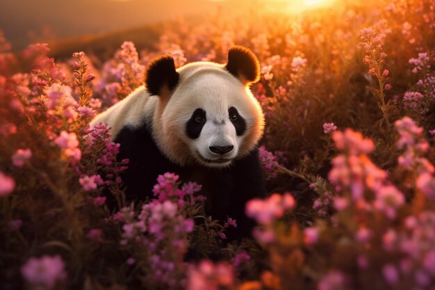 Vue de l'ours panda dans la nature