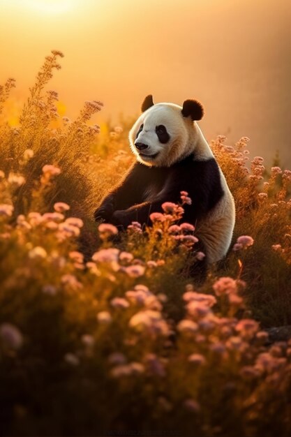 Vue sur l'ours panda dans la nature