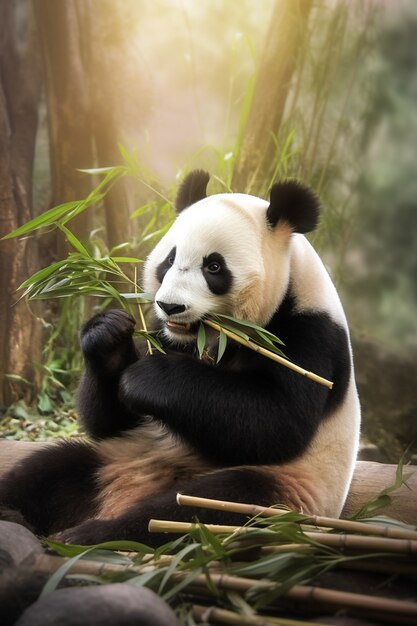 Vue sur l'ours panda dans la nature