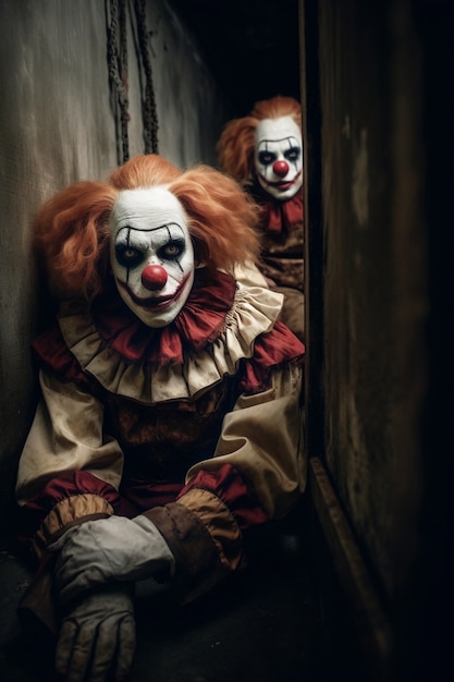 Photo gratuite la vue d'une paire de clowns terrifiants