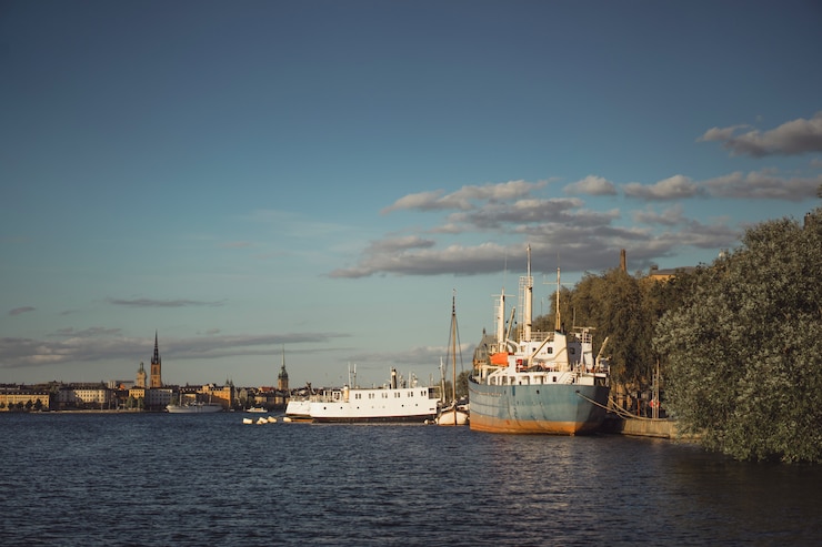 Photo gratuit vue sur le paysage urbain. paysages de stockholm, suède.