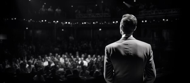 Vue d'une personne noire et blanche assistant au théâtre