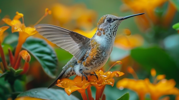 Photo gratuite vue photoréaliste du magnifique colibri dans son habitat naturel