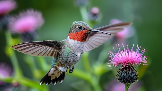 Photo gratuite vue photoréaliste du magnifique colibri dans son habitat naturel