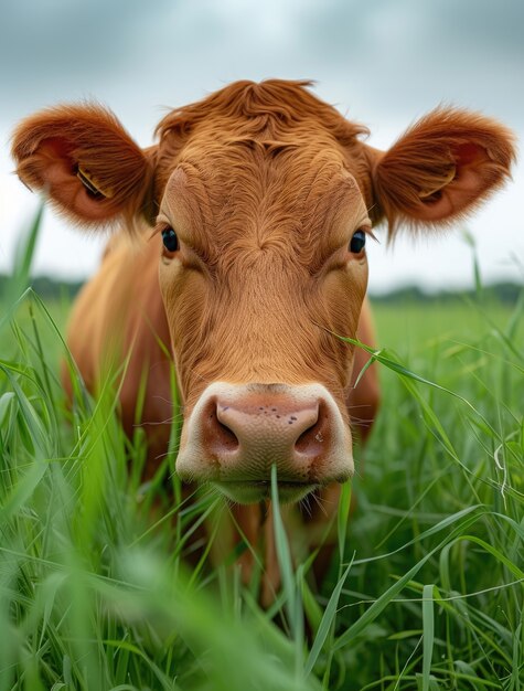 Vue photoréaliste du pâturage des vaches dans la nature en plein air