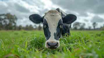 Photo gratuite vue photoréaliste du pâturage des vaches dans la nature en plein air