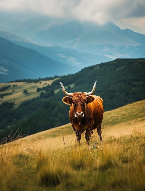 Photo gratuite vue photoréaliste du pâturage des vaches dans la nature en plein air