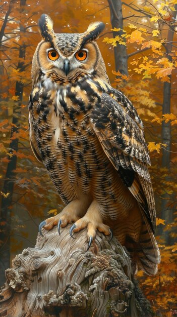 Vue photoréaliste d'un hibou avec des plumes dans la nature