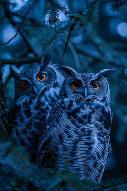 Photo gratuite vue photoréaliste de l'oiseau hibou la nuit