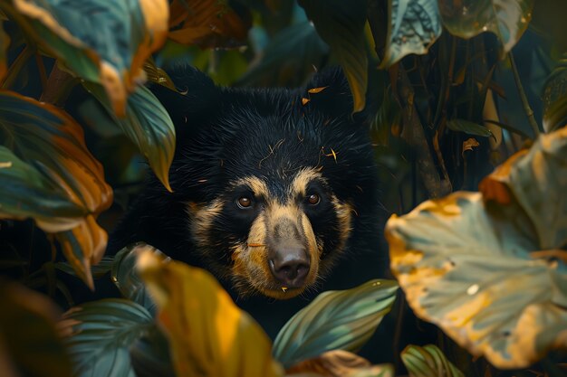 Photo gratuite vue photoréaliste de l'ours sauvage dans son habitat naturel