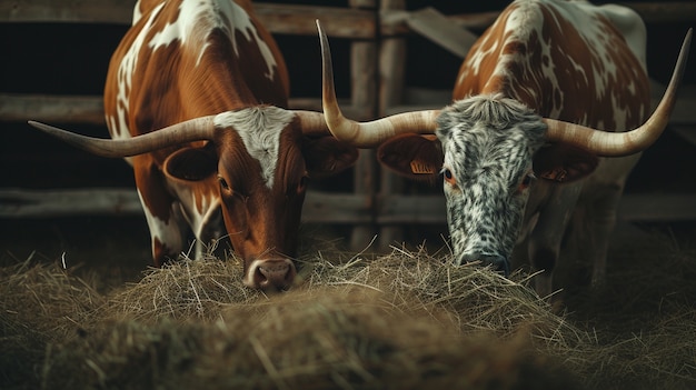 Vue photoréaliste de la vache à la grange