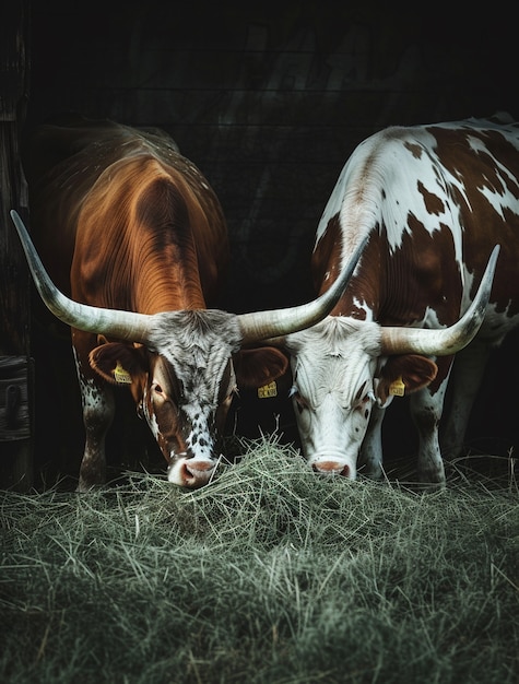 Photo gratuite vue photoréaliste de la vache à la grange