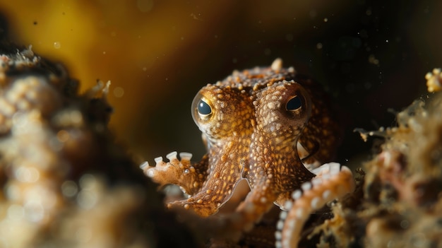 Photo gratuite vue de la pieuvre dans son habitat naturel sous-marin