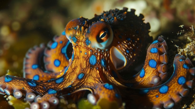 Photo gratuite vue de la pieuvre dans son habitat naturel sous-marin