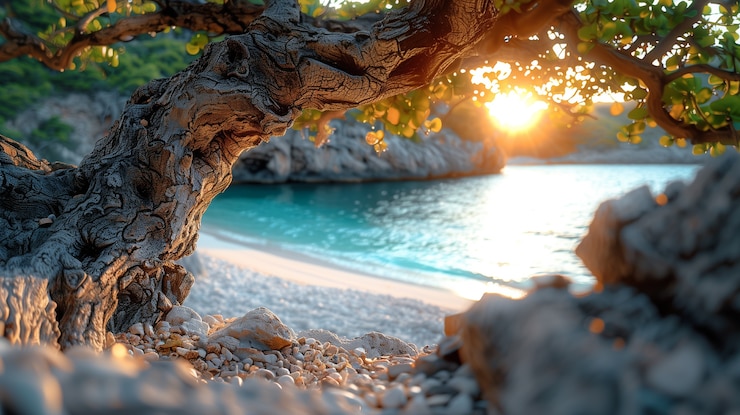 Photo gratuit vue d'une plage et d'un paysage naturel à couper le souffle