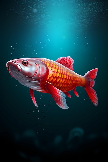 Photo gratuite vue de poissons colorés en 3d