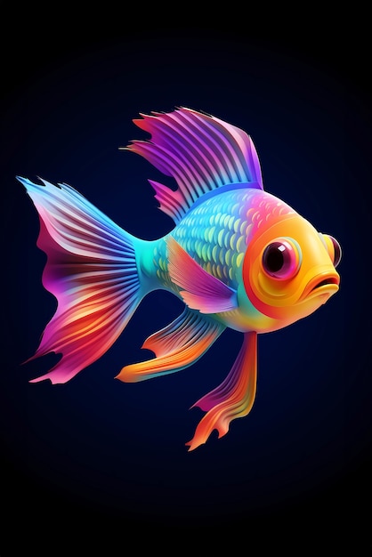 Photo gratuite vue de poissons colorés en 3d