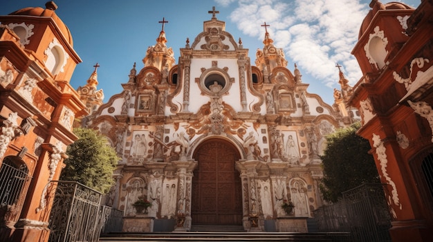 Vue de près de l'église mexicaine