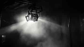 Photo gratuite vue d'un projecteur de lumière noir et blanc pour le théâtre