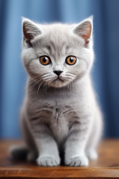 Photo gratuite vue rapprochée d'un adorable chaton à l'intérieur