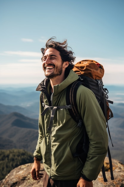 Vue rapprochée d'un bel homme souriant