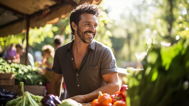 Vue rapprochée d'un bel homme souriant