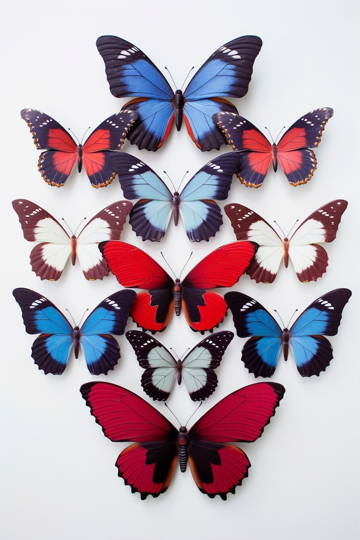 Photo gratuit vue rapprochée de la collection de papillons