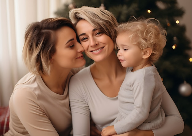 Photo gratuite vue rapprochée d'un couple célébrant noël