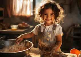 Photo gratuite vue rapprochée de la cuisine des enfants