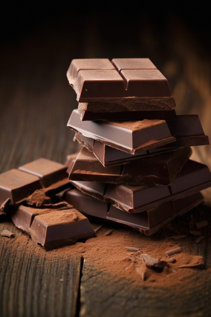 Photo gratuit vue rapprochée de la délicieuse barre de chocolat en morceaux