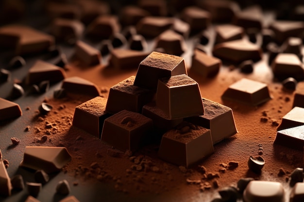 Photo gratuite vue rapprochée des délicieuses barres de chocolat
