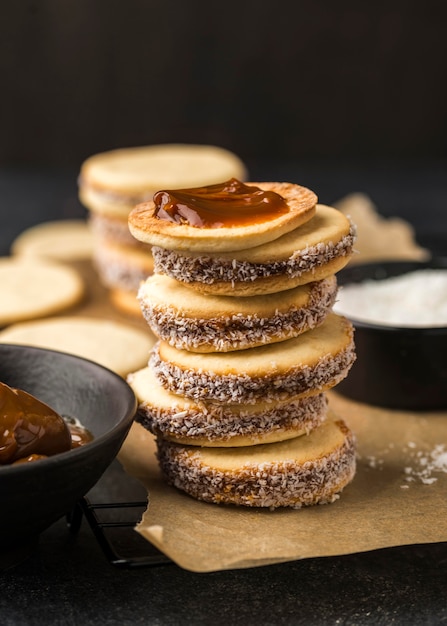 Vue rapprochée de délicieux alfajores