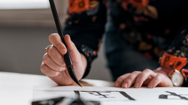 Vue rapprochée du concept d'encre chinoise