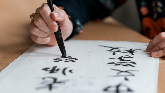 Photo gratuite vue rapprochée du concept d'encre chinoise