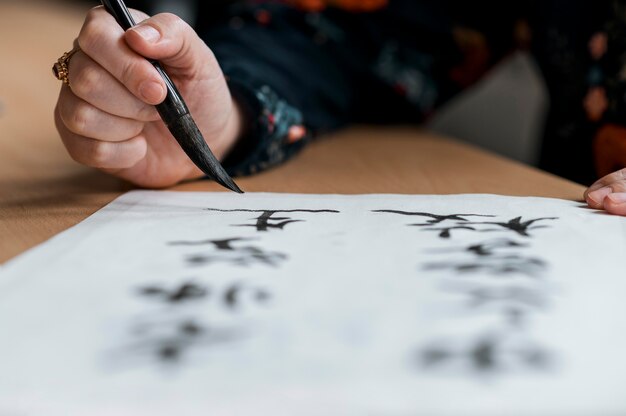 Photo gratuite vue rapprochée du concept d'encre chinoise