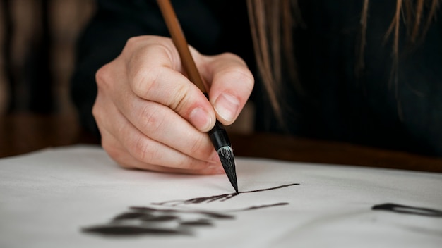 Photo gratuite vue rapprochée du concept d'encre chinoise