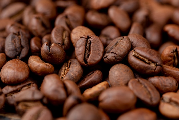 Vue rapprochée du concept de grains de café