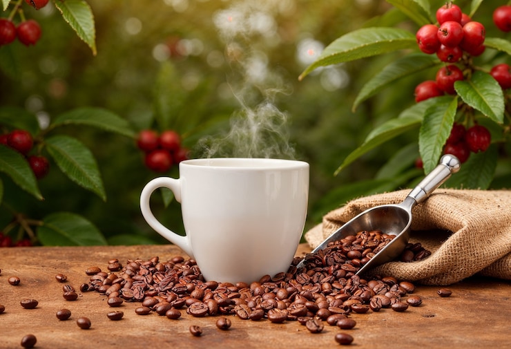 Photo gratuit vue rapprochée du délicieux café après la récolte