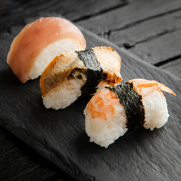 Vue rapprochée du délicieux concept de sushi
