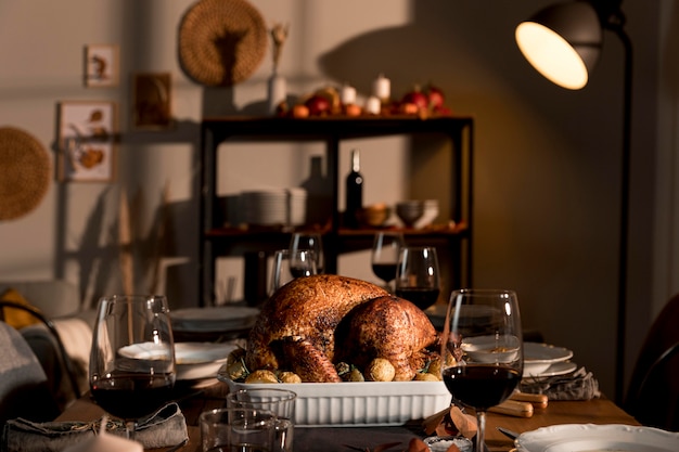 Vue rapprochée du délicieux repas de Thanksgiving