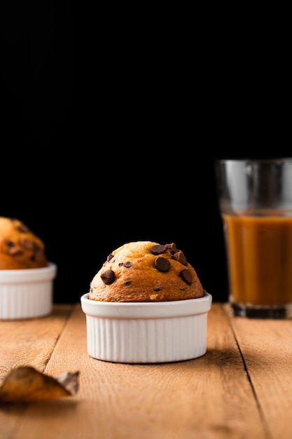 Vue rapprochée du muffin au chocolat