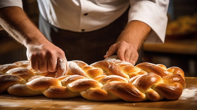 Photo gratuite vue rapprochée du plat de challah pour hanouka