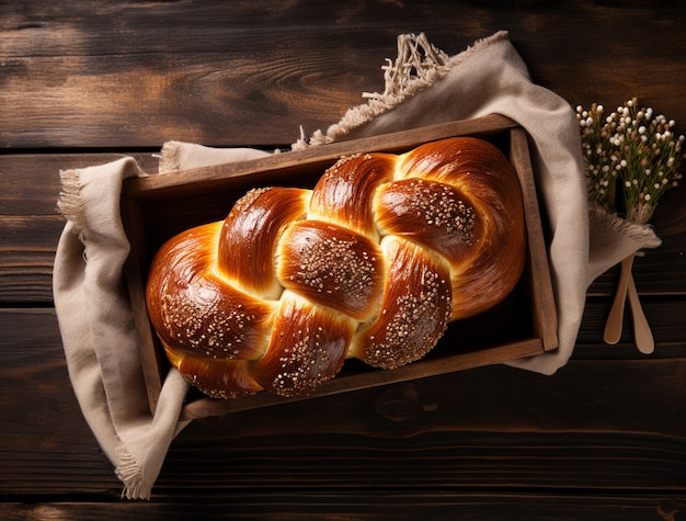 Photo gratuite vue rapprochée du plat de challah pour hanouka