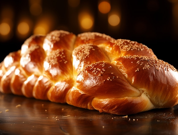 Photo gratuite vue rapprochée du plat de challah pour hanouka