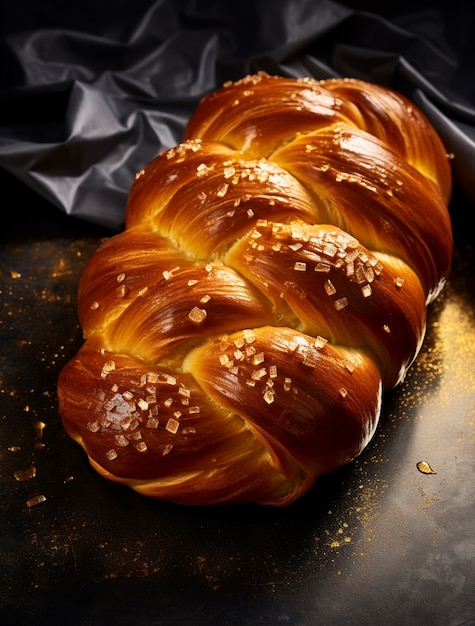 Photo gratuite vue rapprochée du plat de challah pour hanouka