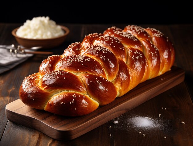 Photo gratuite vue rapprochée du plat de challah pour hanouka